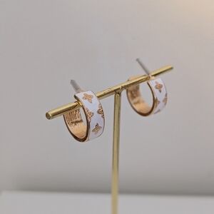 Elegant White and Gold Hoop Earrings